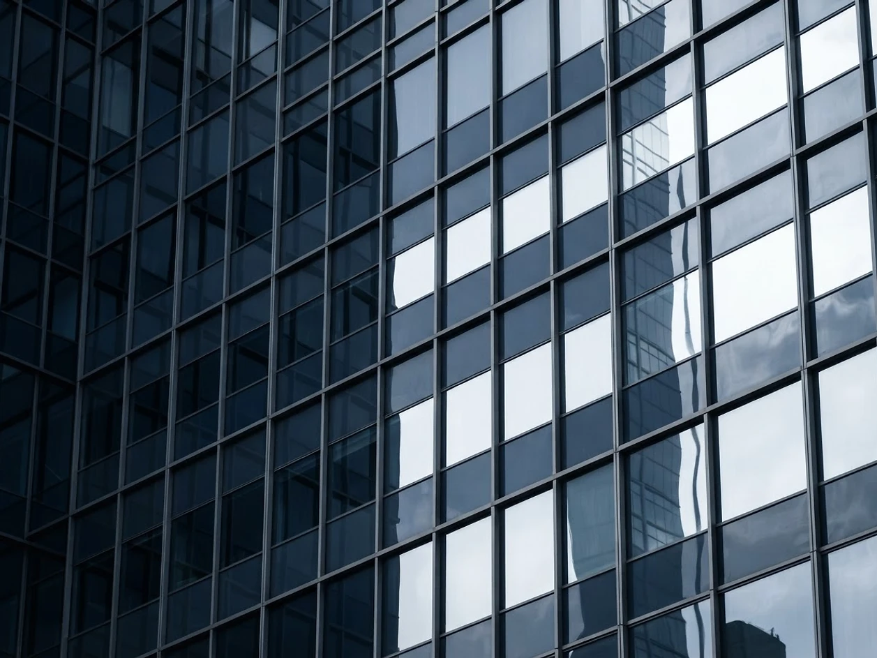 Architectural glass and steel facade